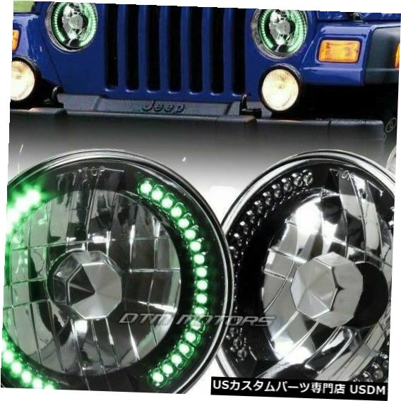 種類豊富な品揃え Headlights Lens Glass Crystal Black Ring Led Green H6014 H6017 H6024 Round 7 H6024グリーンledリングブラッククリスタルガラスレンズヘッドライト H6017 ラウンドh6014 7 Headlight Usdm 0477 521 Bronze Qa