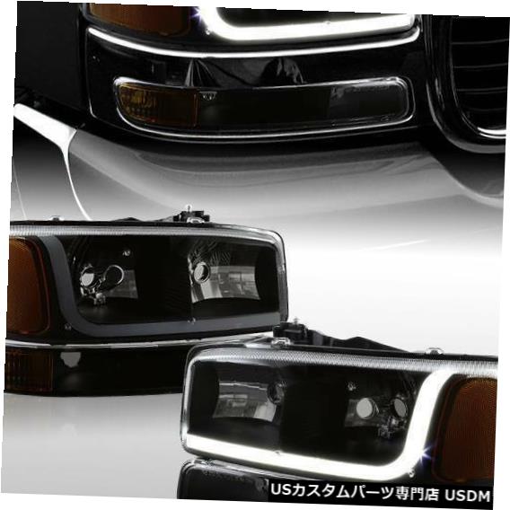 Headlight 1999-2006 GMC Sierra 1500 2500 DRL LEDスモークヘッドライト+バンパー+アンバーリフレクター 1999-2006 GMC Sierra 1500 2500 DRL LED Smoke Headlights +Bumper+Amber Reflector 【並行輸入品】