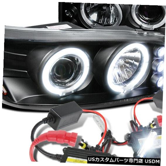 Headlight 1999-2006 GMCシエラデナリLEDハロープロジェクターヘッドライトブラック+ H1スリムHID For 1999-2006 GMC Sierra Denali LED Halo Projector Headlights Black+H1 Slim HID 【並行輸入品】