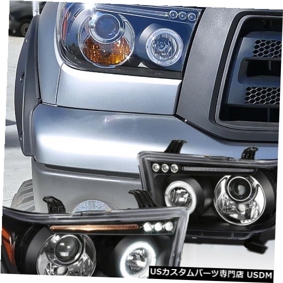 Headlight 2007-2013トヨタタンドラセコイアLEDハロープロジェクターヘッドライトランプブラック For 2007-2013 Toyota Tundra Sequoia LED Halo Projector Headlights Lamps Black 【並行輸入品】
