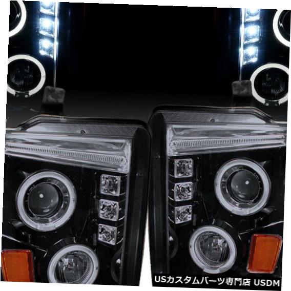 Headlight 2008-2010 Ford F250 F350 F450 LED Haloプロジェクターヘッドライトブラックスモーク For 2008-2010 Ford F250 F350 F450 LED Halo Projector Headlights Black Smoke 【並行輸入品】