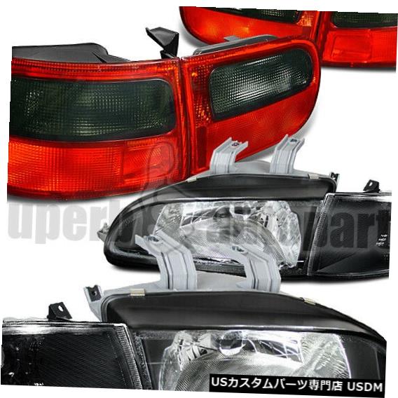 Headlight 1992-1995ホンダシビック3Drヘッドライト+コーナーランプブラック+テールライトレッド/スモーク For 1992-1995 Honda Civic 3Dr Headlight+Corner Lamp Black+Tail Lights Red/ Smoke 【並行輸入品】