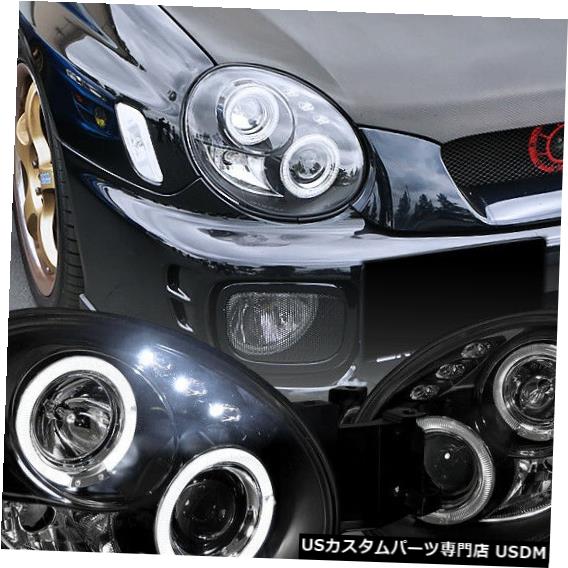 Headlight 2002-2003スバルインプレッサWRX RS LEDデュアルハロプロジェクターヘッドライトブラック For 2002-2003 Subaru Impreza WRX RS LED Dual Halo Projector Headlights Black 【並行輸入品】