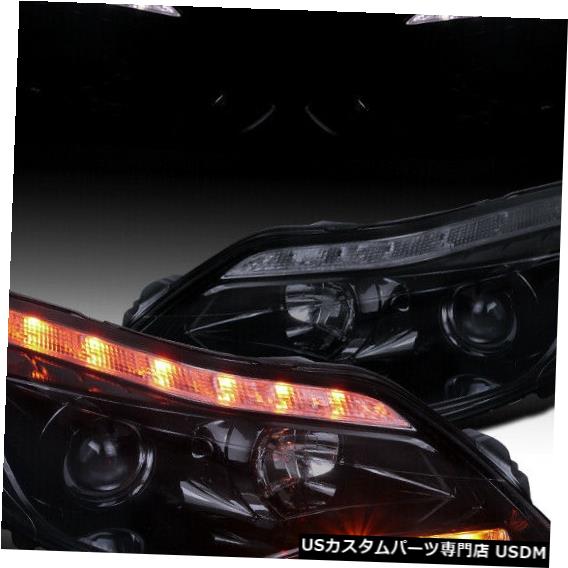 Headlight 2012-2014 Ford Focus LED信号用スモークプロジェクターヘッドライトグロッシーブラック For 2012-2014 Ford Focus LED Signal Smoked Projector Headlights Glossy Black 【並行輸入品】