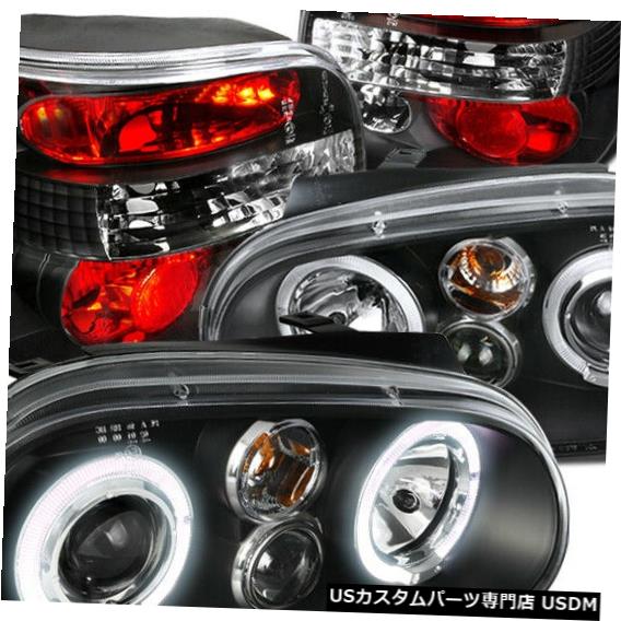 Headlight 1999-2006 VWゴルフMK4ハロープロジェクターヘッドライト+テールブレーキランプブラック For 1999-2006 VW Golf MK4 Halo Projector Headlights+Tail Brake Lamps Black 【並行輸入品】