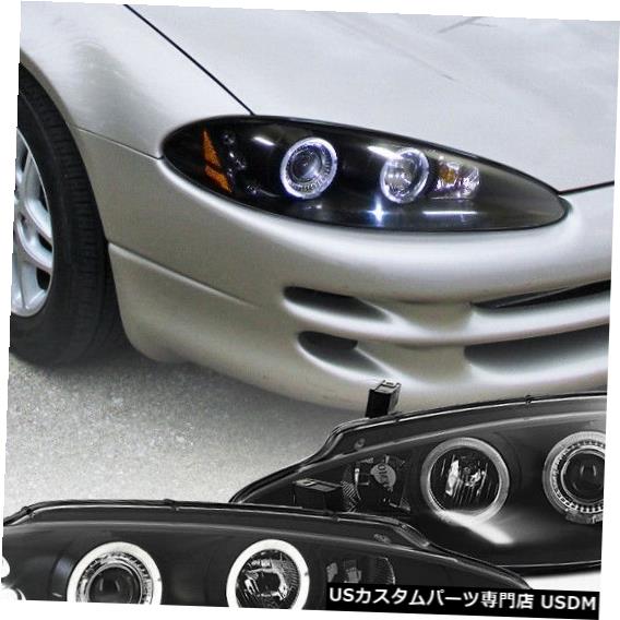 Headlight 1998-2004のダッジイントレピッドLEDハロープロジェクターヘッドライトランプブラック For 1998-2004 Dodge Intrepid LED Halo Projector Headlights Lamps Black 【並行輸入品】