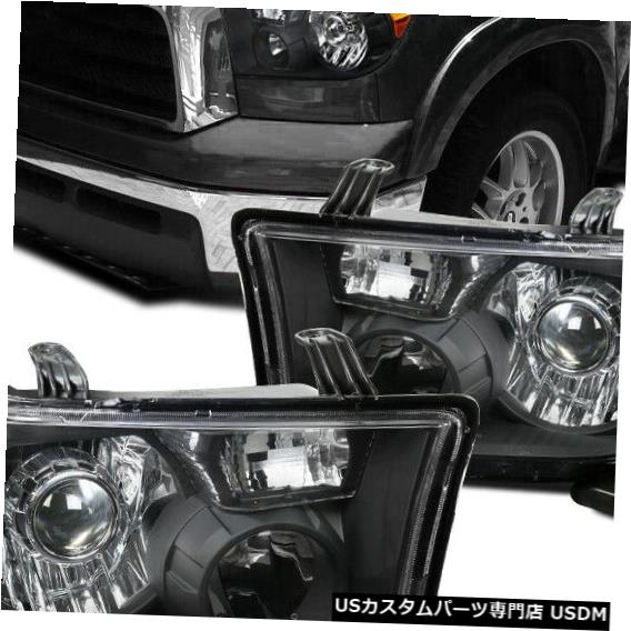Headlight 2008-2014年セコイアタンドラプロジェクターヘッドライトレトロスタイルブラックLH + RH For 2008-2014 Sequoia Tundra Projector Headlights Retro Style Black LH+RH 【並行輸入品】