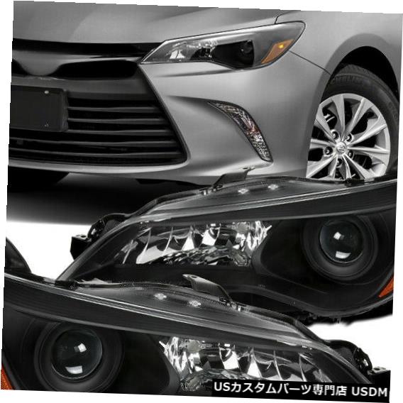 Headlight 2015-2017トヨタカムリブラックプロジェクターヘッドライトヘッドランプ左+右 For 2015-2017 Toyota Camry Black Projector Headlights Head Lamps Left+Right 【並行輸入品】