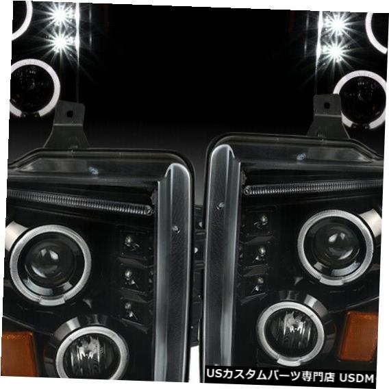 Headlight 2008-2010 Ford F250 / F350 / F450 LED Haloプロジェクターヘッドライトポリッシュブラック For 2008-2010 Ford F250/F350/F450 LED Halo Projector Headlights Polished Black 【並行輸入品】