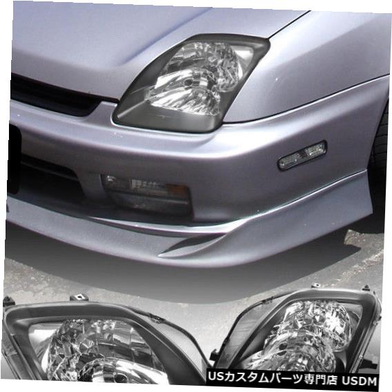 Headlight 1997-2001ホンダプレリュードブラックヘッドライトヘッドランプ交換L + H For 1997-2001 Honda Prelude Black Headlights Head Lamps Replacement L+H 【並行輸入品】