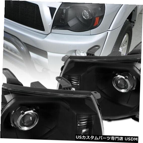 Headlight 2005-2011年トヨタタコマブラックプロジェクターヘッドライトランプ右+左 For 2005-2011 Toyota Tacoma Black Projector Headlights Lamps Right+Left 【並行輸入品】