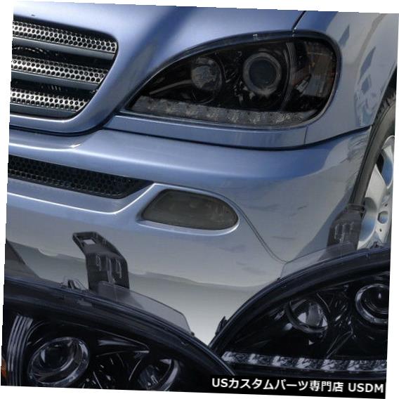 Headlight 98-01ベンツW163 ML320 ML430の光沢のある黒いプロジェクターヘッドライトの煙LED For 98-01 Benz W163 ML320 ML430 Glossy Black Projector Headlights Smoke LED 【並行輸入品】