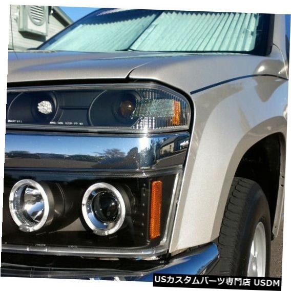Headlight 2004-2012コロラドLED Haloプロジェクターヘッドライトバンパーランプブラック4PC For 2004-2012 Colorado LED Halo Projector Headlights Bumper Lamps Black 4PC 【並行輸入品】