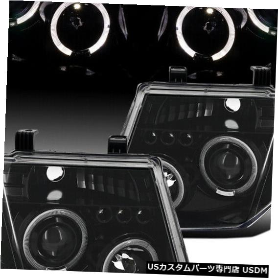 Headlight 2005-2008フロンティアパスファインダーハロープロジェクターヘッドライトポリッシュブラック For 2005-2008 Frontier Pathfinder Halo Projector Headlights Polished Black 【並行輸入品】