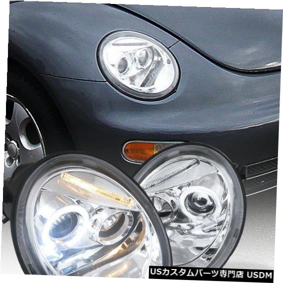 Headlight 1998-2005 VWビートルハロープロジェクターヘッドライトヘッドランプペアの交換用 For 1998-2005 VW Beetle Halo Projector Headlights Head Lamps Pair Replacement 【並行輸入品】