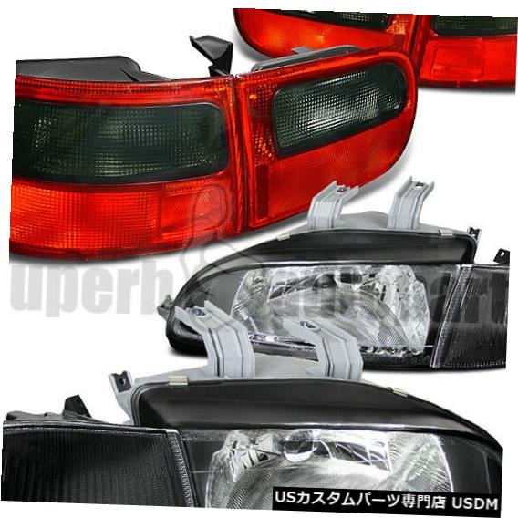 Headlight 92-95 Civic 3Dr HBヘッドライト+コーナーランプブラック+テールブレーキライトレッド/スモーク For 92-95 Civic 3Dr HB Headlight+Corner Lamp Black+Tail Brake Lights Red / Smoke 【並行輸入品】