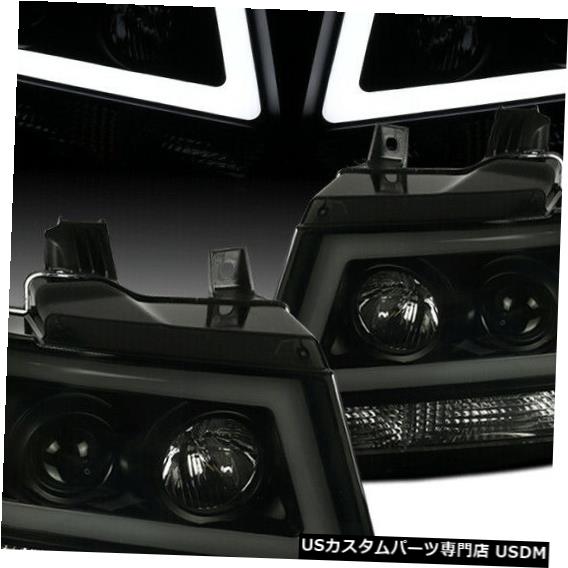 Headlight 2007-2013雪崩LED DRLストリッププロジェクターブラックスモークヘッドライト+信号 For 2007-2013 Avalanche LED DRL Strip Projector Black Smoke Headlights+Signal 【並行輸入品】