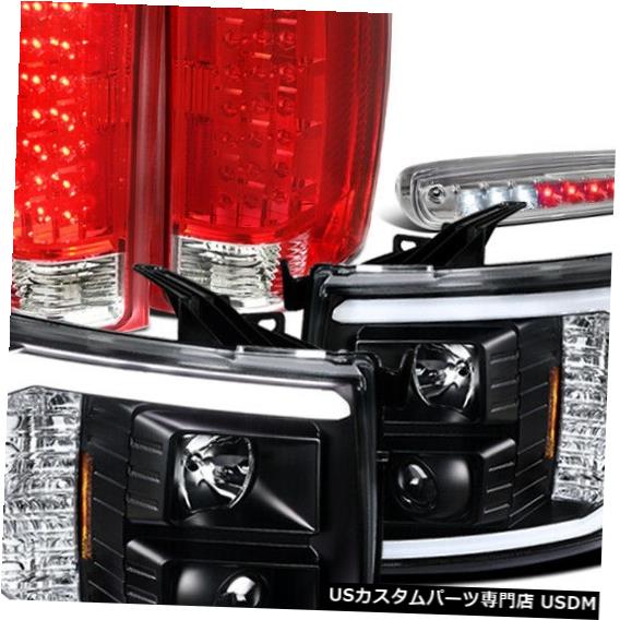 Headlight 2007-2012シルバラードブラックプロジェクターヘッドライト+レッドテール+ブレーキランプ For 2007-2012 Silverado Black Projector Headlights+Red Tail+Brake Lamps 【並行輸入品】