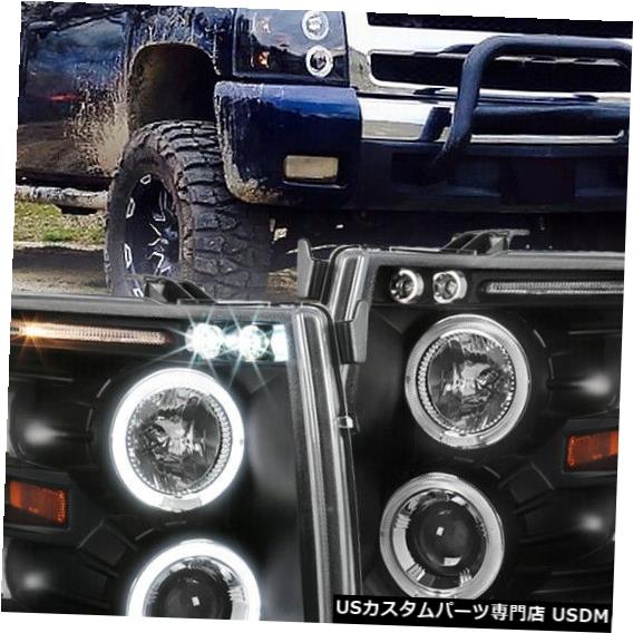 Headlight 2007-2014シェビーシルバラードLEDハロープロジェクターヘッドライトランプブラック For 2007-2014 Chevy Silverado LED Halo Projector Headlights Lamps Black 【並行輸入品】 51,678円