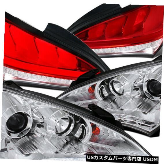 Headlight 2010-2012 Genesis Projectorヘッドライト（LED Strip + Red LEDテール付き） For 2010-2012 Genesis Projector Headlights w/LED Strip+Red LED Tail 【並行輸入品】｜カスタムパーツ WORLD倉庫