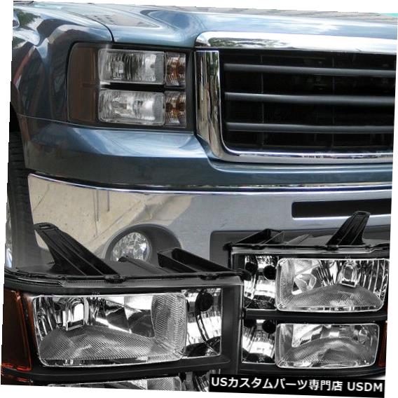 Headlight 2007-2013 GMCシエラピックアップブラックヘッドライトヘッドランプ交換用 For 2007-2013 GMC Sierra Pickup Black Headlights Head Lamps Replacement 【並行輸入品】
