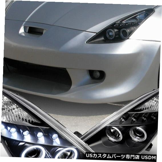 Headlight 2000-2005年セリカデュアルLEDハロープロジェクターヘッドライトブラック For 2000-2005 Celica Dual LED Halo Projector Headlights Black 【並行輸入品】