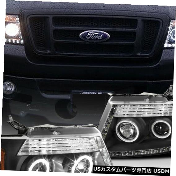 Headlight 2004-2008 Ford F150 Lincoln Mark LT R8スタイルLEDデュアルHaloヘッドライトブラック For 2004-2008 Ford F150 Lincoln Mark LT R8 Style LED Dual Halo Headlights Black 【並行輸入品】