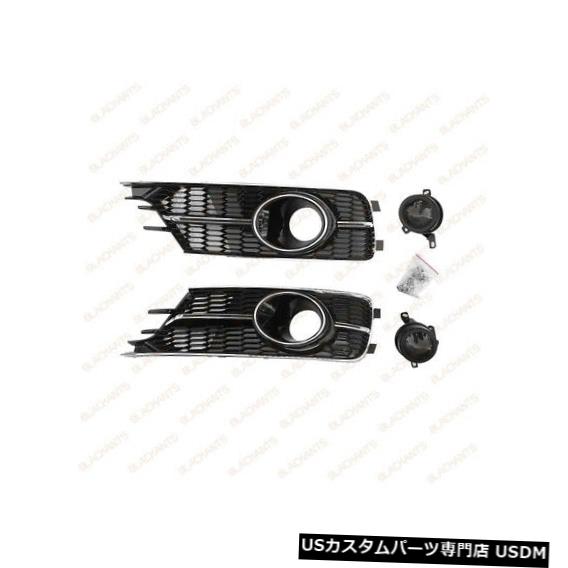 Front Bumper Cover アウディA6 2016-2018 LQX-248の4個入りブラックフロントバンパーフォグランプカバー 4PCS Black Front Bumper Fog Light Cover For Audi A6 2016-2018 LQX-248 【並行輸入品】