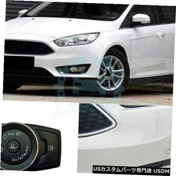 Front Bumper Cover カーバンパーフォグライトカバーフレーム+フォグライト+フォードフォーカス2015に適合するスイッチパーツ Car Bumper Foglights Cover Frame+Fog Light+Switch Parts Fit For Ford Focus 2015 【並行輸入品】