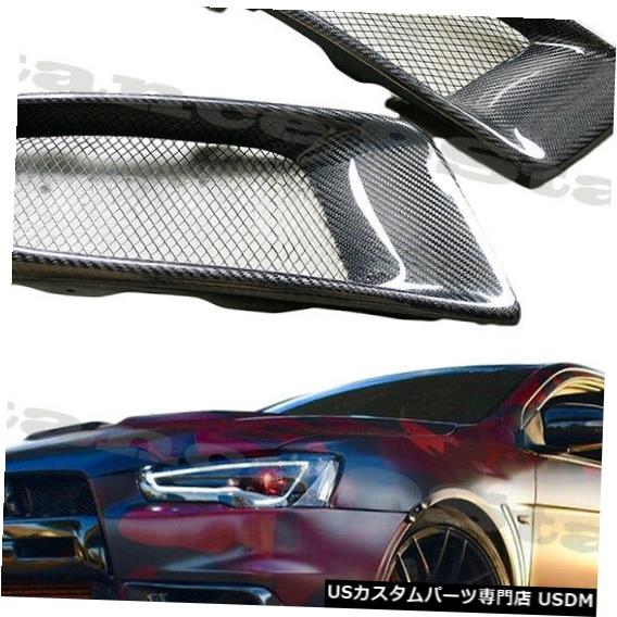 Front Bumper Cover フィット08-13ランサーEVO XセダンCFRPカーボンファイバーフロントバンパーアドオン2サイドカバー Fit 08-13 Lancer EVO X Sedan CFRP Carbon Fiber Front Bumper Add-On 2 Side Covers 【並行輸入品】