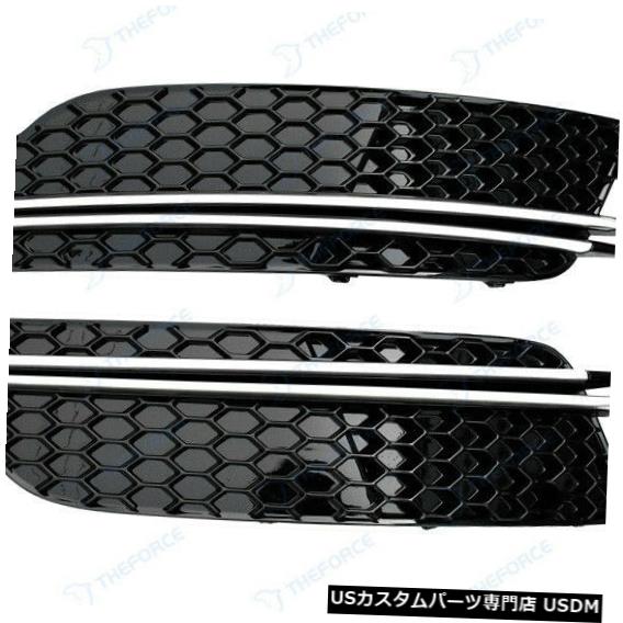 Front Bumper Cover 2XブラックフロントバンパーハニカムフォグランプカバーアウディA6 2012-2015 YL1 / 104 2X Black Front Bumper Honeycomb Fog Lamp Cover For Audi A6 2012-2015 YL1/104 【並行輸入品】
