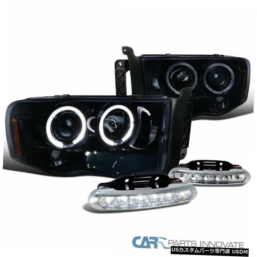 Headlight 02-05ダッジラム1500ハロープロジェクターヘッドライト+ 6 LEDフォグランプ用の光沢のある黒 Glossy Black For 02-05 Dodge Ram 1500 Halo Projector Headlights+6-LED Fog Lamps 【並行輸入品】｜カスタムパーツ WORLD倉庫