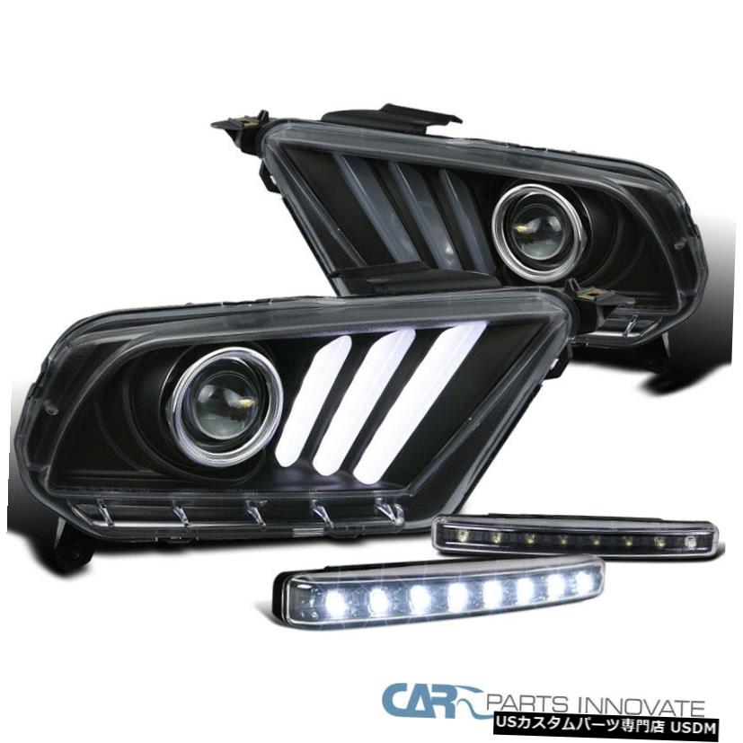 Headlight Fit Ford 10-14 Mustang Black LED & Signal Projector Headlights+8-LED Fog Lamps 【並行輸入品】