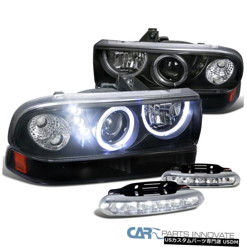 Headlight 98-04 S10ブレザーハロブラックプロジェクターヘッドライト+バンパーランプ+ 6 LED DRLフォグ用 For 98-04 S10 Blazer Halo Black Projector Headlights+Bumper Lamps+6-LED DRL Fog 【並行輸入品】|カスタムパーツ WORLD倉庫