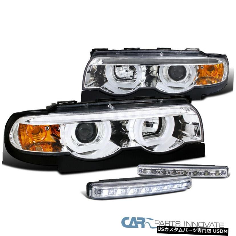 Headlight 95-01 BMW E38 7シリーズクリアLED Haloプロジェクターヘッドライト+ 8-LEDフォグランプ用 For 95-01 BMW E38 7-Series Clear LED Halo Projector Headlights+8-LED Fog Lamps 【並行輸入品】｜カスタムパーツ WORLD倉庫