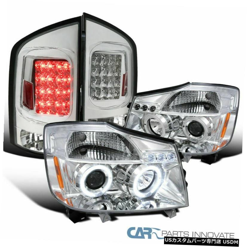 Headlight 05-07日産アルマダクリアLEDハロープロジェクターヘッドライト+ LEDテールブレーキランプ For 05-07 Nissan Armada Clear LED Halo Projector Headlights+LED Tail Brake Lamps 【並行輸入品】