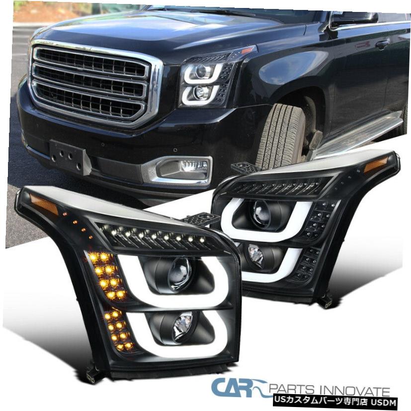 Headlight For 15-18 GMC Yukon/ Yukon XL Black LED &amp; Signal Projector Headlights Left+Right 【並行輸入品】｜カスタムパーツ WORLD倉庫 126,005円