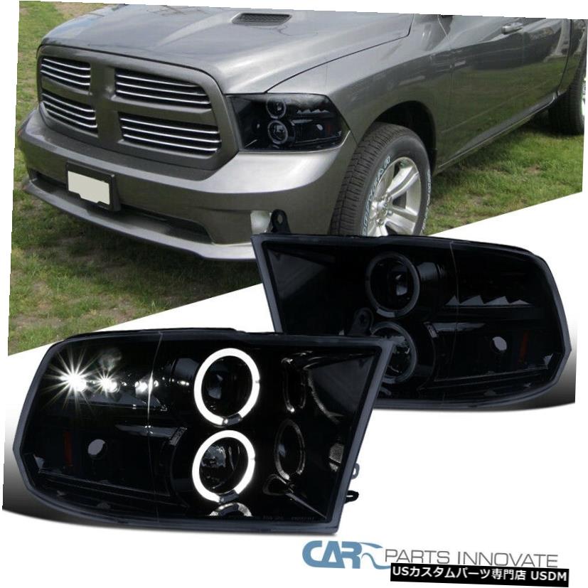 Headlight ダッジ09-18のラム光沢のある黒いLEDハロープロジェクターヘッドライトヘッドライトランプ For Dodge 09-18 Ram Glossy Black LED Halo Projector Headlights Head Lights Lamps 【並行輸入品】