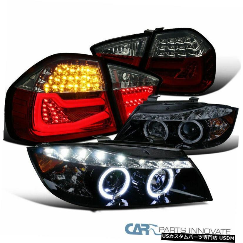 Headlight 06-08 E90 3シリーズの光沢のある黒いHaloプロジェクターヘッドライト+赤/煙LEDテール For 06-08 E90 3-Series Glossy Black Halo Projector Headlights+Red/Smoke LED Tail 【並行輸入品】｜カスタムパーツ WORLD倉庫