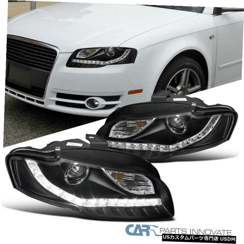 Headlight フィットアウディ06-08 A4ブラックプロジェクターヘッドライトドライビングライトヘッドランプ+ LED Fit Audi 06-08 A4 Black Projector Headlights Driving Lights Head Lamps+LED 【並行輸入品】|カスタムパーツ WORLD倉庫