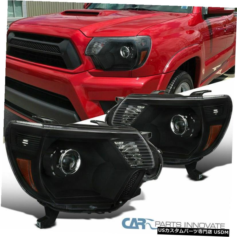 Headlight トヨタ12-15タコマピックアップブラックレトロスタイルプロジェクターヘッドライトヘッドランプ For Toyota 12-15 Tacoma Pickup Black Retro Style Projector Headlights Head Lamps 【並行輸入品】