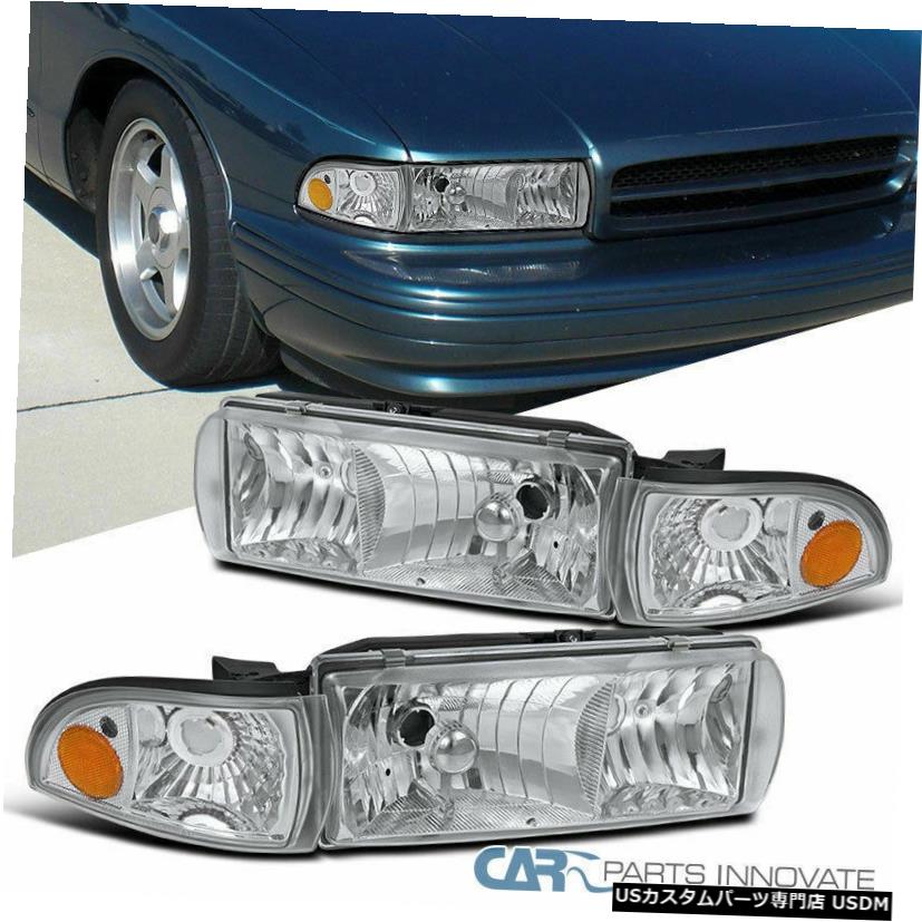 Headlight シェビー91-96カプリス94-96インパラクリアヘッドライトコーナーシグナルランプ左+右 Chevy 91-96 Caprice 94-96 Impala Clear Headlights Corner Signal Lamps Left+Right 【並行輸入品】