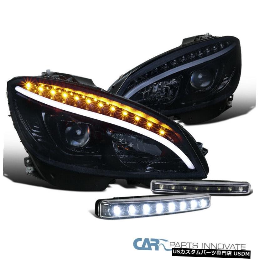 Headlight 08-11ベンツW204 Cクラス光沢のある黒いプロジェクターヘッドライト+黒8 LEDフォグ For 08-11 Benz W204 C-Class Glossy Black Projector Headlights+Black 8-LED Fog 【並行輸入品】|カスタムパーツ WORLD倉庫