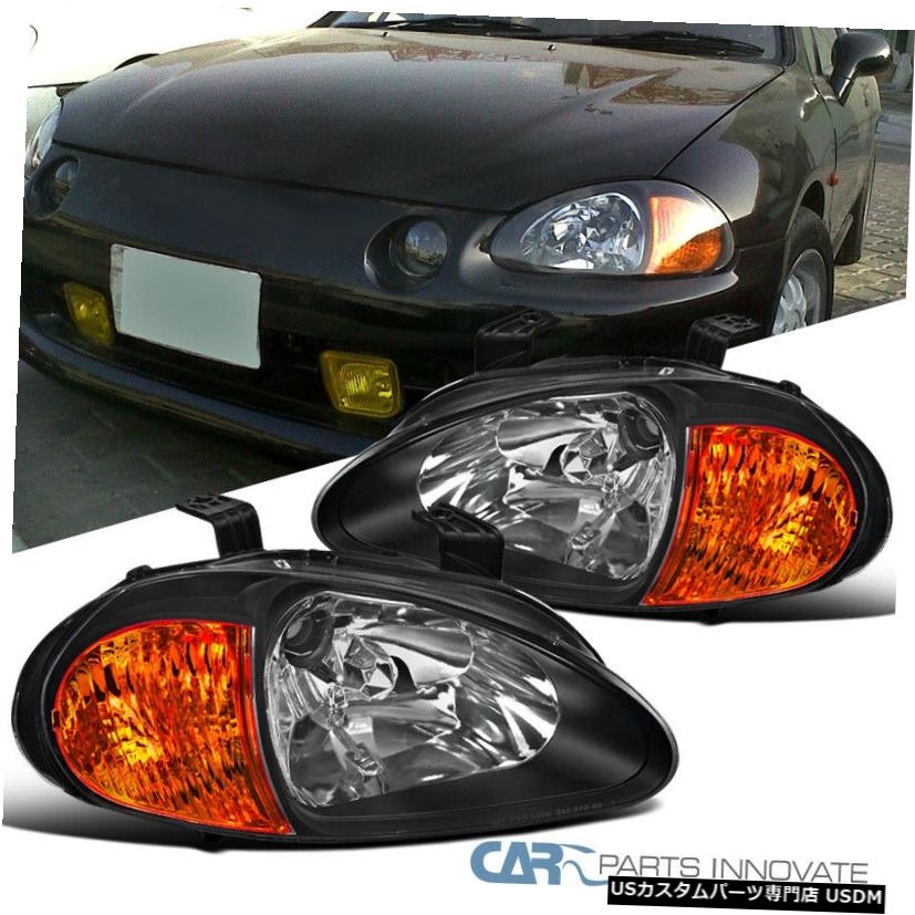 Headlight 93-97ホンダシビックデルソルブラックヘッドライトヘッドライトランプ左+右 For 93-97 Honda Civic del Sol Black Headlights Head Lights Lamps Left+Right 【並行輸入品】｜カスタムパーツ WORLD倉庫