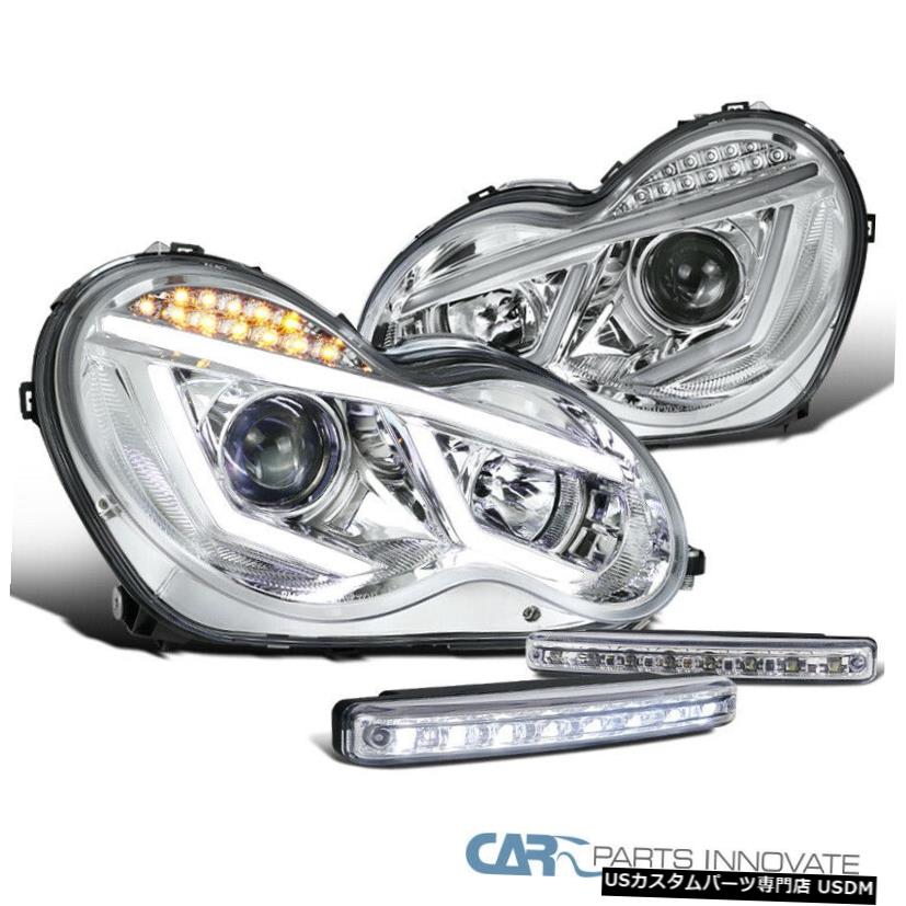 Headlight メルセデス01-07ベンツW203 Cクラスクリアプロジェクターヘッドライト+ 8 LEDフォグランプ For Mercedes 01-07 Benz W203 C-Class Clear Projector Headlights+8-LED Fog Lamps 【並行輸入品】