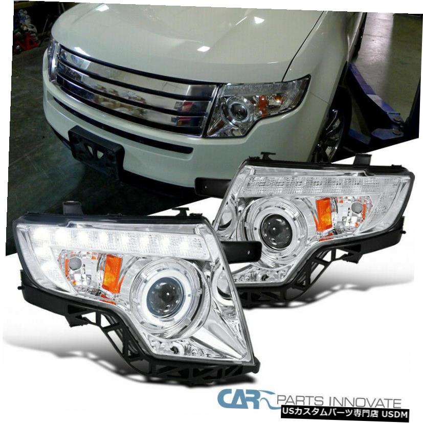 Headlight フォード07-10エッジ交換LED DRLハロークリアプロジェクターヘッドライトヘッドランプ Ford 07-10 Edge Replacement LED DRL Halo Clear Projector Headlights Head Lamps 【並行輸入品】