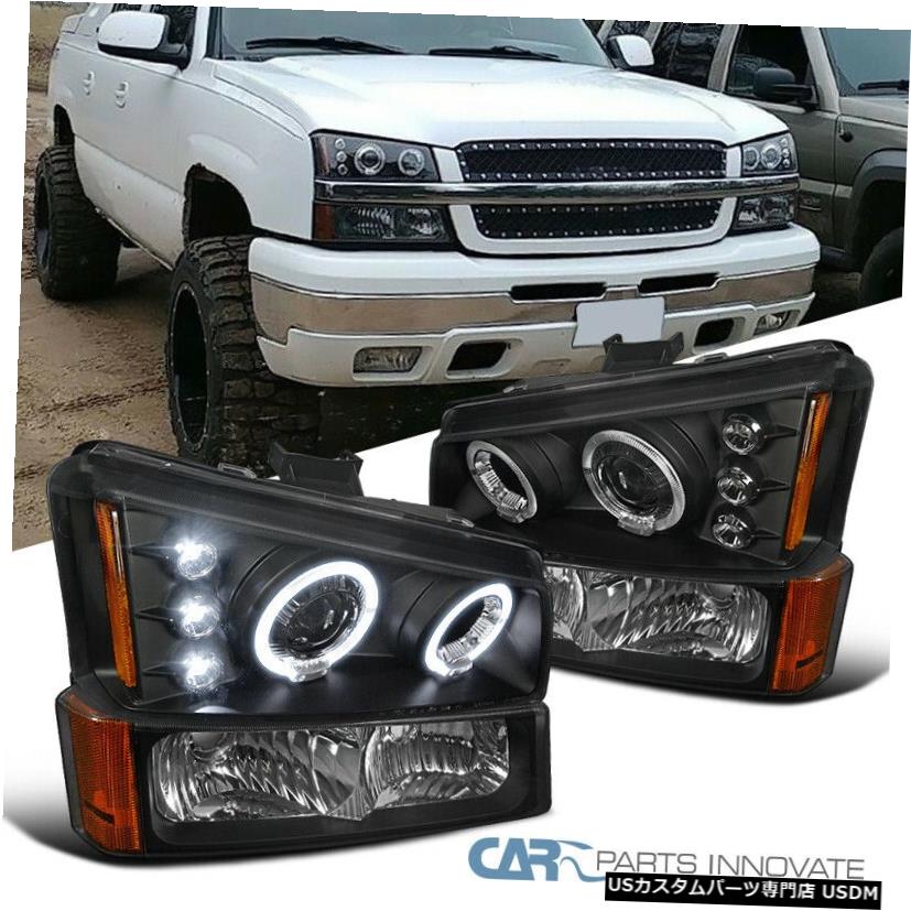 Headlight 03-07 Silverado Avalanche Black Haloプロジェクターヘッドライト（バンパーランプ付き）用 For 03-07 Silverado Avalanche Black Halo Projector Headlights w/ Bumper Lamps 【並行輸入品】｜カスタムパーツ WORLD倉庫