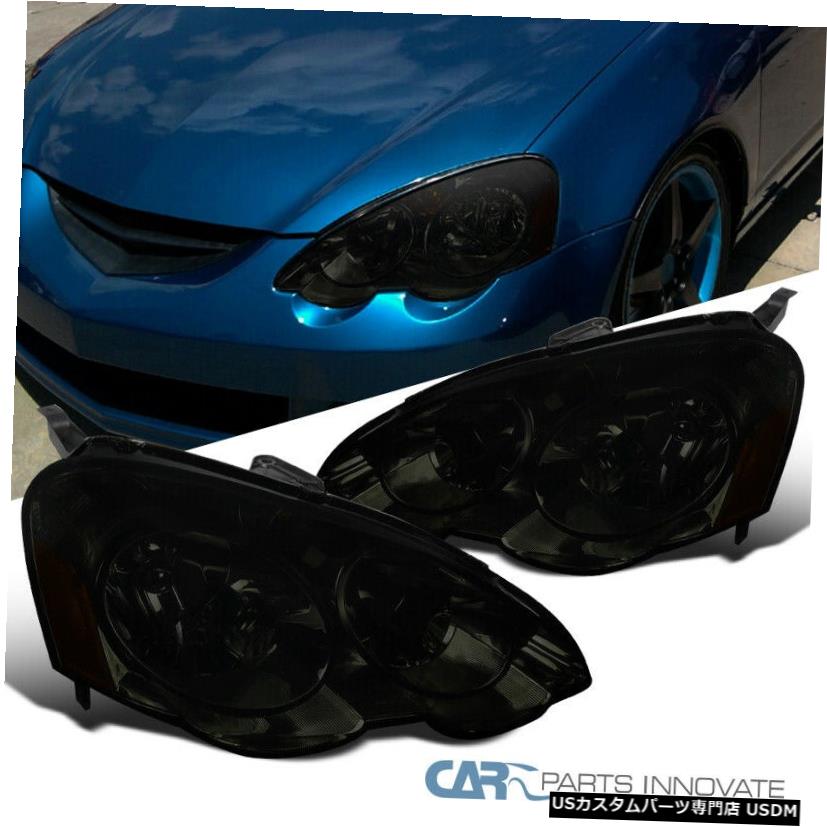 Headlight 02-04アキュラRSX DC5スモークヘッドライト用ティンテッドヘッドライトランプ左+右 For 02-04 Acura RSX DC5 Smoke Headlights Tinted Head Lights Lamps Left+Right 【並行輸入品】