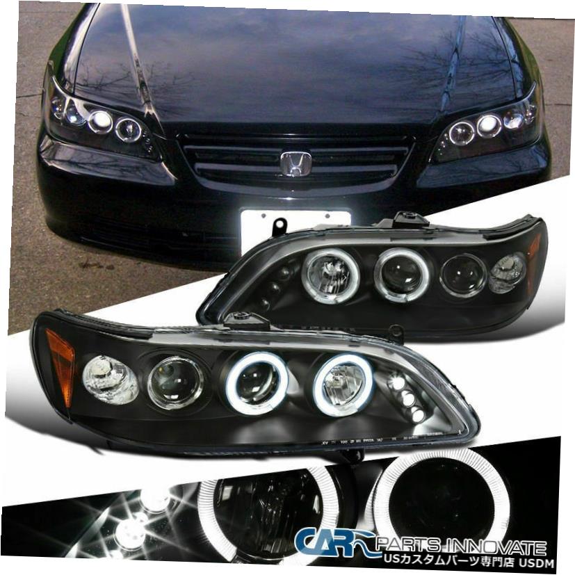 Headlight ホンダ98-02アコード2 / 4Dr LEDハロープロジェクターヘッドライト駆動ランプブラック For Honda 98-02 Accord 2/4Dr LED Halo Projector Headlights Driving Lamps Black 【並行輸入品】