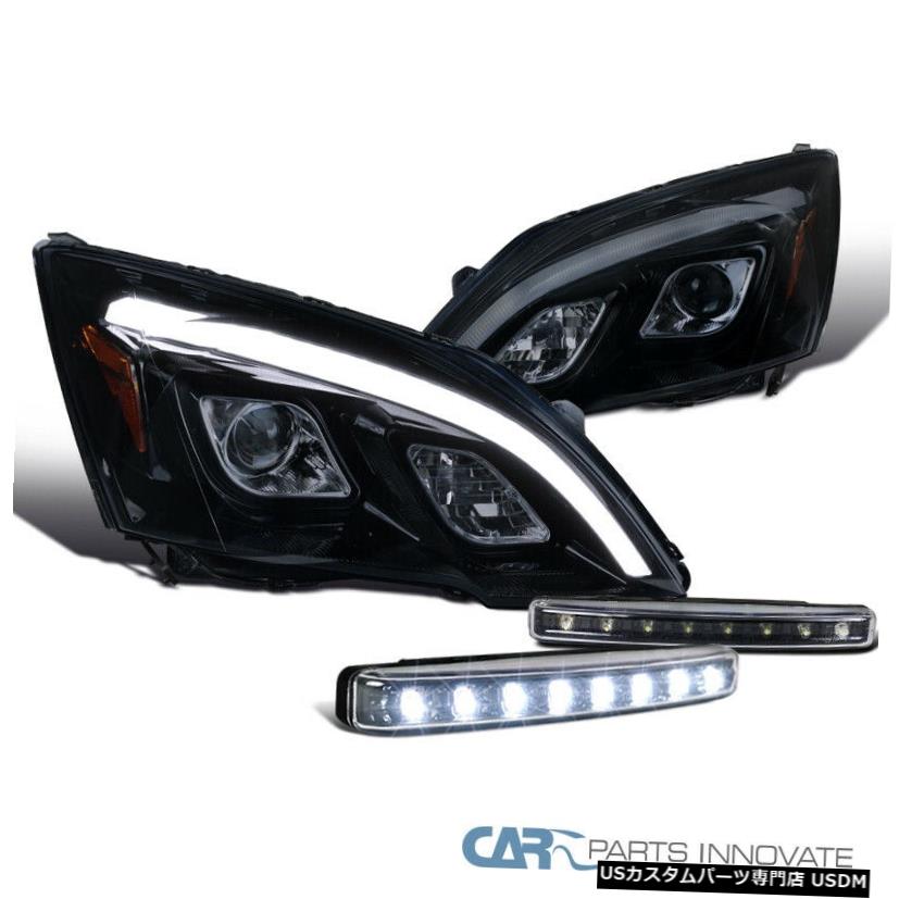 Headlight 07-11ホンダCRV光沢のある黒いプロジェクターヘッドライトLED +黒8 LEDフォグライト For 07-11 Honda CRV Glossy Black Projector Headlights LED+Black 8-LED Fog Lights 【並行輸入品】